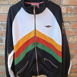 Rocawear Track Jacket Size 3XL Biggie Style Multicolor Stripes Hip Hop
